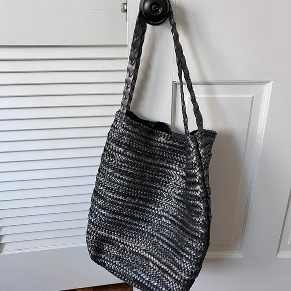 Latico Leather Woven Metallic Tote Bag - Silver - Picture 4 of 6